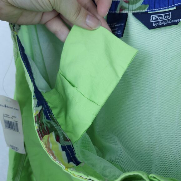 Polo Ralph Lauren Board Shorts Mens L Lime Green Distressed Wash Swim Trunks - Picture 11 of 14